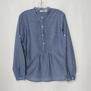 L.L. BEAN Womens PIntuck Roll Tab Sleeve Shirt